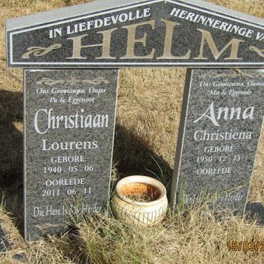 HELM Christiaan Lourens 1940-2011 &amp; Anna Christiena 1950-