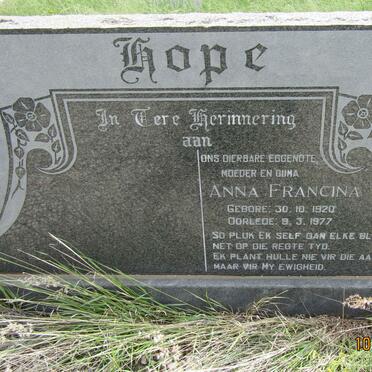 HOPE Anna Francina 1920-1977