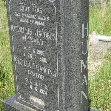 HUMAN Cornelius Jacobus Wynand 1906-1968 &amp; Cecilia Francina VENTER 1906-1974