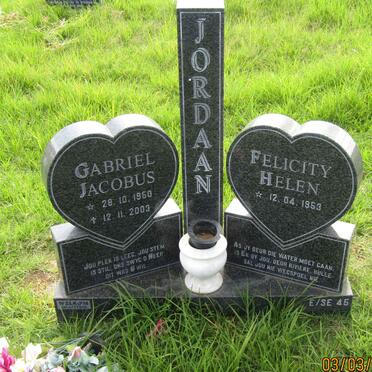 JORDAAN Gabriel Jacobus 1950-2003 &amp; Felicity Helen 1953-