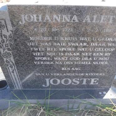 JOOSTE Johanna Aletta 1924-1997