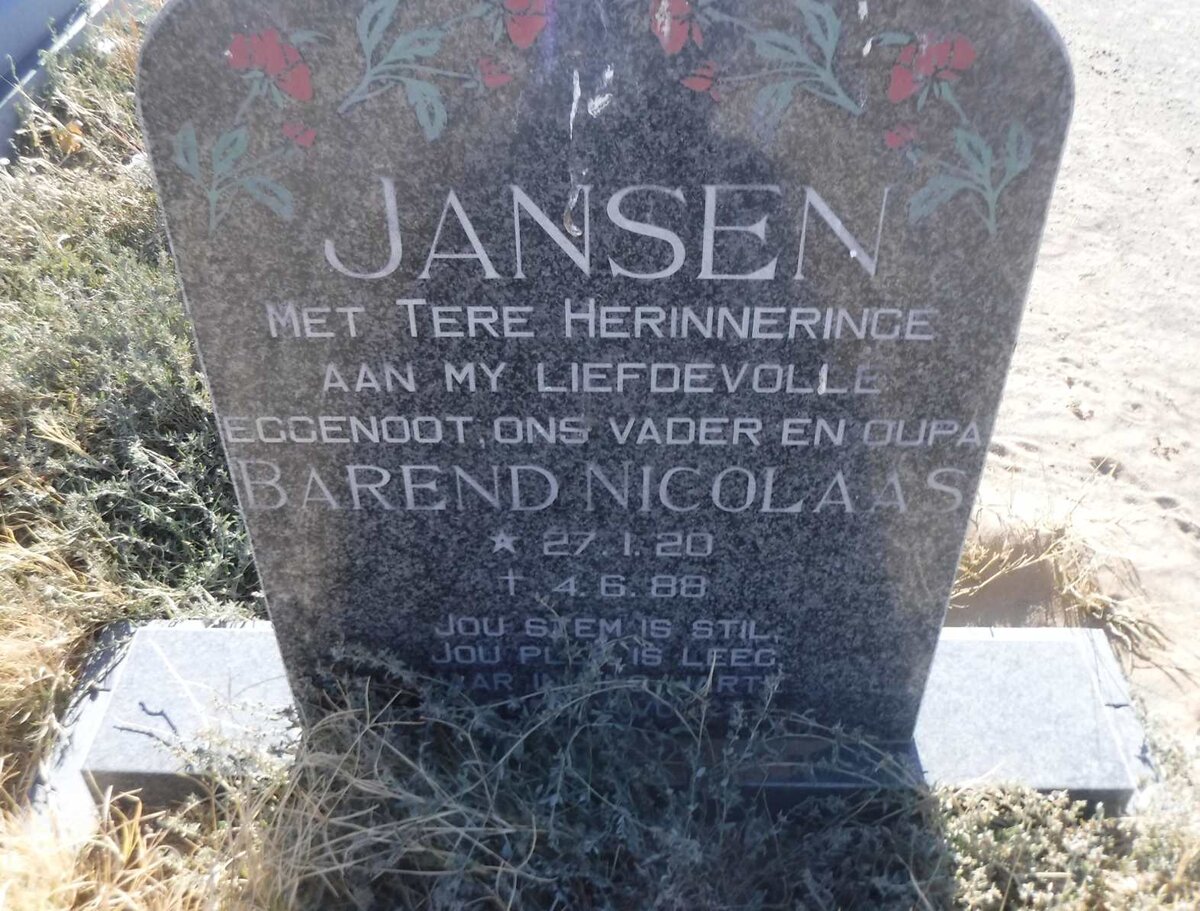 JANSEN Barend Nicolaas 1920-1988
