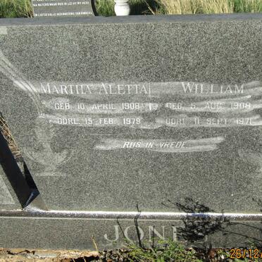 JONES William 1908-1971 &amp; Martha Aletta 1908-1979