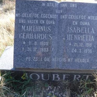 JOUBERT Marthinus Gerhardus 1909-1983 &amp; Isabella Henrietta 1919-1996