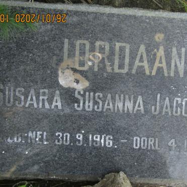 JORDAAN Susara Susanna Jacomina nee NEL 1916-1980