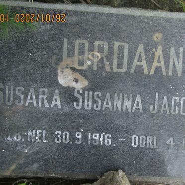 JORDAAN Susara Susanna Jacomina nee NEL 1916-1980