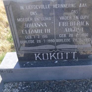 KOKOTT Frederick August 1900-1995 &amp; Johanna Elizabeth 1916-1990