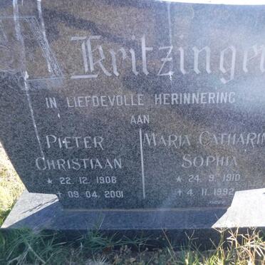 KRITZINGER Pieter Christiaan 1908-2001 &amp; Maria Catharina Sophia 1910-1992