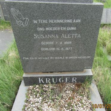 KRUGER Susanna Aletta 1889-1977