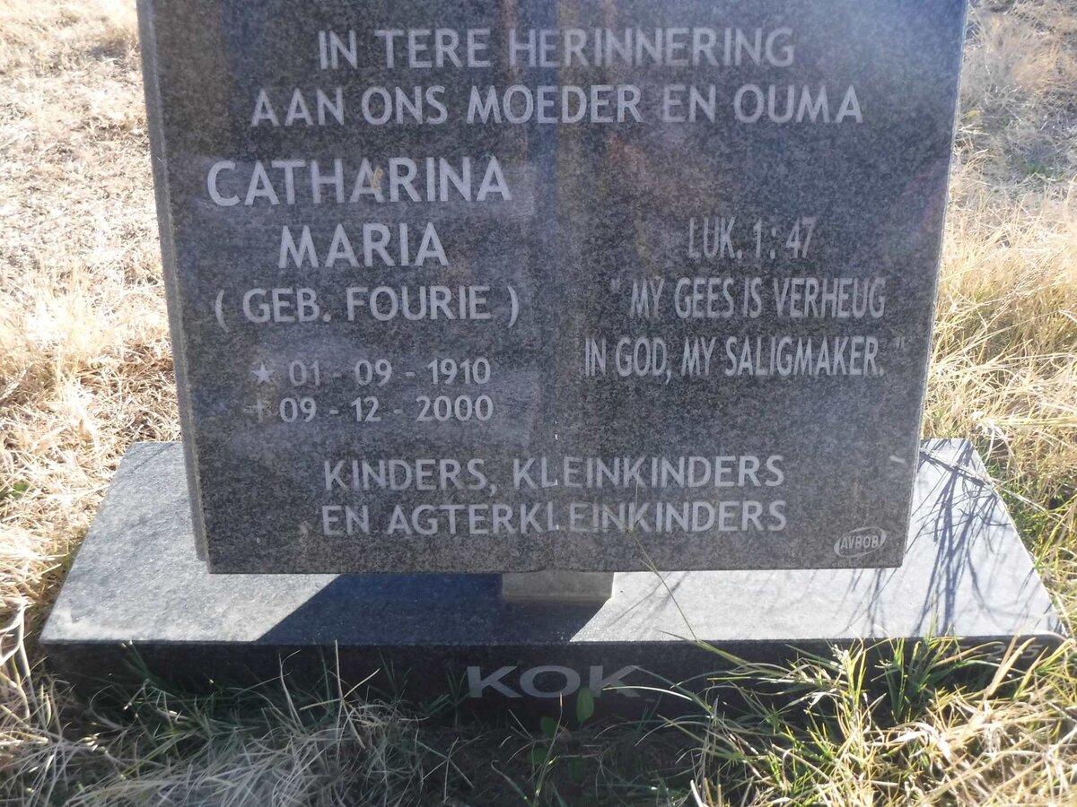KOK Catharina Maria nee FOURIE 1910-2000