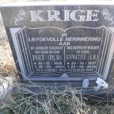 KRIGE P.J.R. 1929-2001 &amp; A.B. 1937-2012