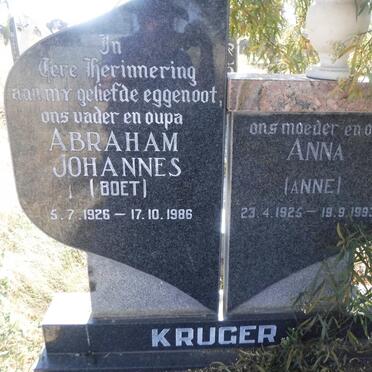 KRUGER Abraham Johannes 1926-1986 &amp; Anna 1925-1993