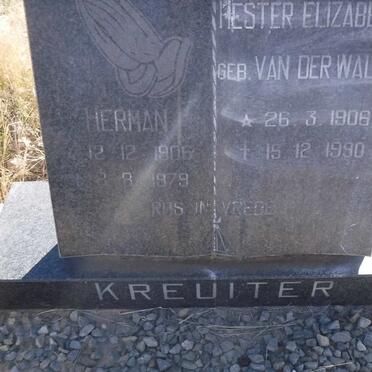 KREUITER Herman 1906-1979 &amp; Hester Elizabeth VAN DER WALT 1908-1990