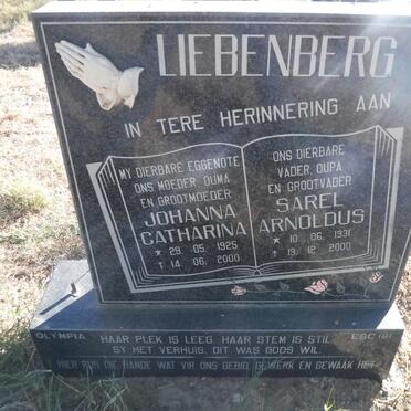 LIEBENBERG Sarel Arnoldus 1931-2000 &amp; Johanna Catharina 1925-2000