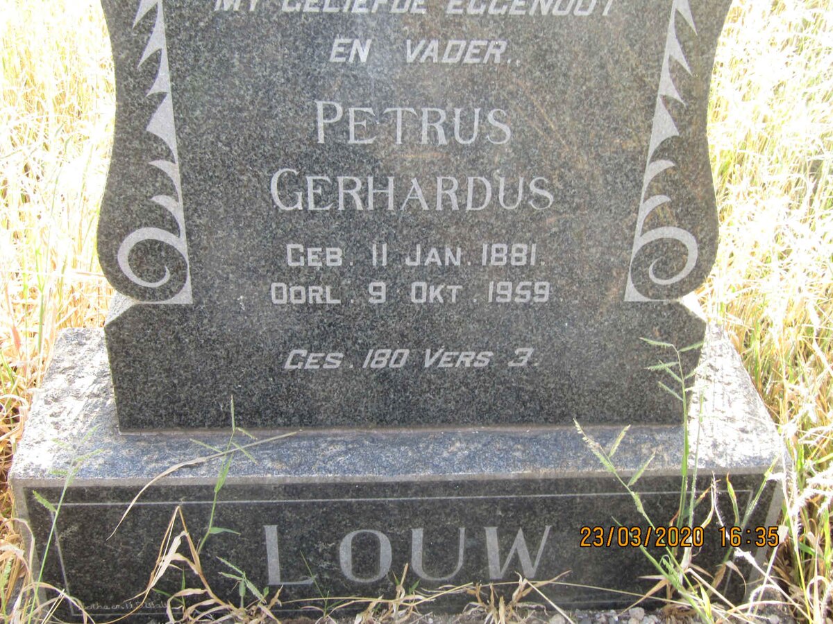 LOUW Petrus Gerhardus 1881-1959