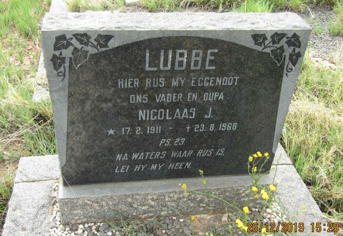 LUBBE Nicolaas J. 1911-1968