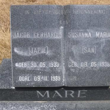 MARÉ Jacob Gerhardus 1933-1989 &amp; Susanna Maria 1938-