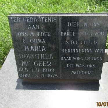 McGEER Maria Dorothea 1909-1978
