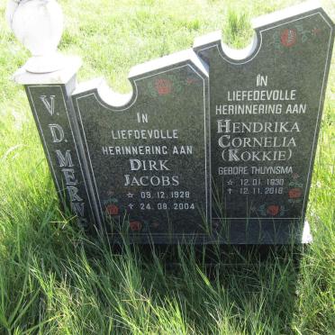 MERWE Dirk Jacobs, v.d. 1928-2004 &amp; Hendrika Cornelia THUYNSMA 1930-2016