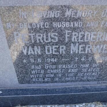 MERWE Petrus Frederick, van der 1941-1989