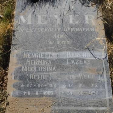 MEYER Barend Eazeas 1915-1992 &amp; Henrietta Hermina Nicolosina 1914-1988