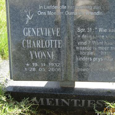 MEINTJES Genevieve Charlotte Yvonne 1932-2006