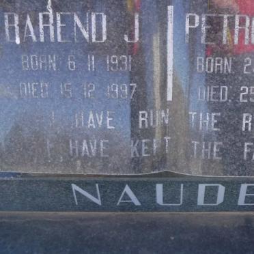 NAUDE Barend J. 1931-1997 &amp; Petronella 1938-1999