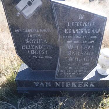 NIEKERK Willem Barend, van 1930-2000 &amp; Sophia Elizabeth 1934-