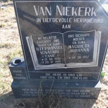 NIEKERK Stephanus Ignatius, van 1930-1999 &amp; Magrieta Johanna 1937-