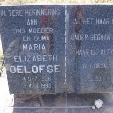 OELOFSE Maria Elizabeth 1926-1992