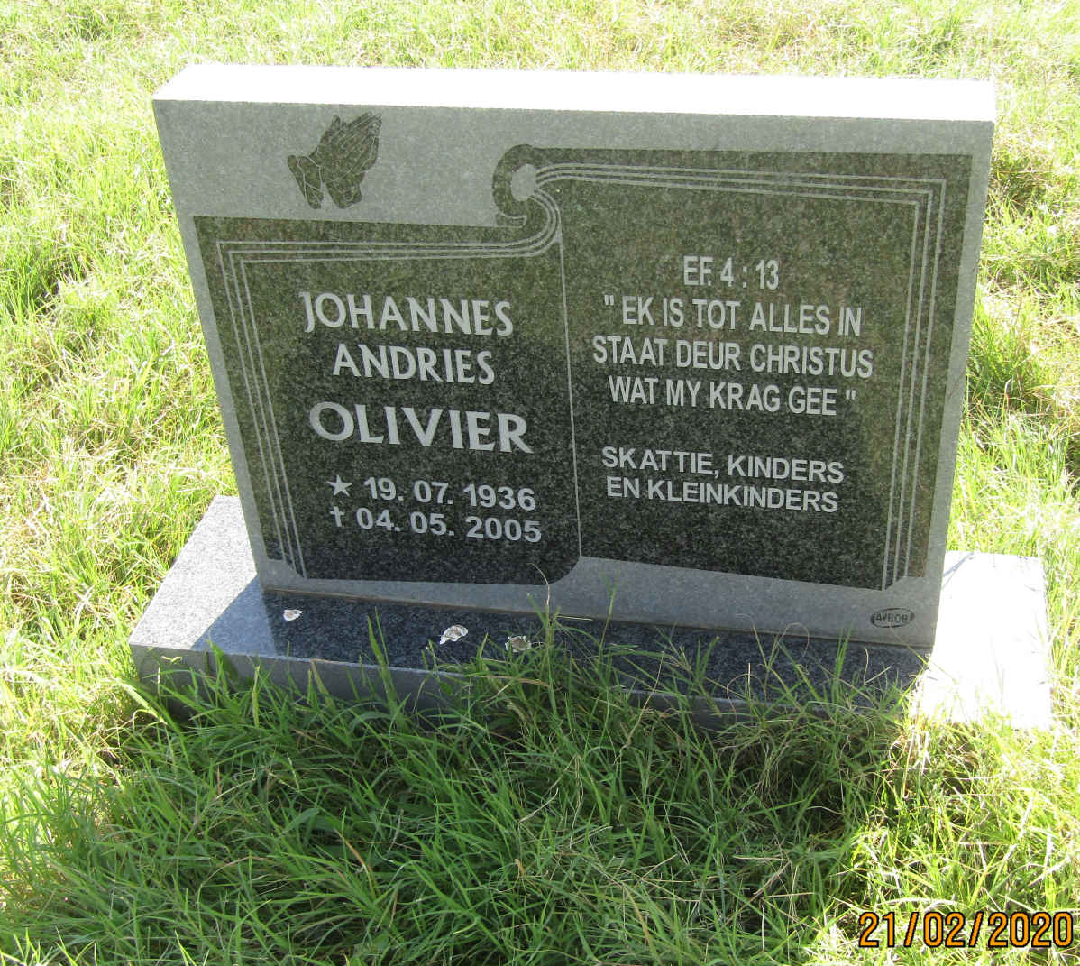 OLIVIER Johannes Andries 1936-2005