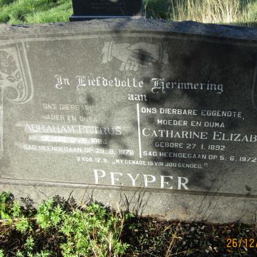 PEYPER Abraham Petrus 1888-1978 &amp; Catharine Elizabeth 1892-1972