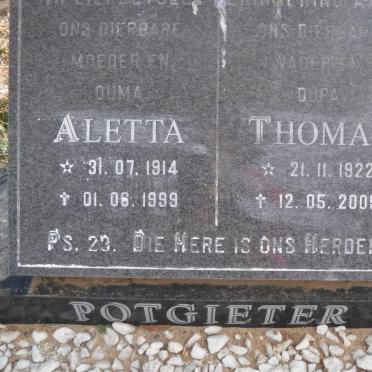POTGIETER Thomas 1922-2005 &amp; Aletta 1914-1999