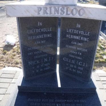 PRINSLOO N.J. 1925-2002 &amp; C.J. 1929-2014