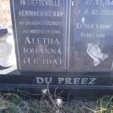 PREEZ Aletha Johanna, du 1947-2000