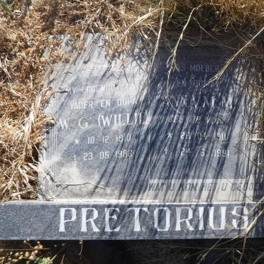 PRETORIUS W.G. 1910-1986 &amp;  Anna M.M. DE VOS 1911-1991