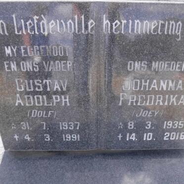 RAPPARD Gustav Adolph 1937-1991 &amp; Johanna Fredrika 1935-2016