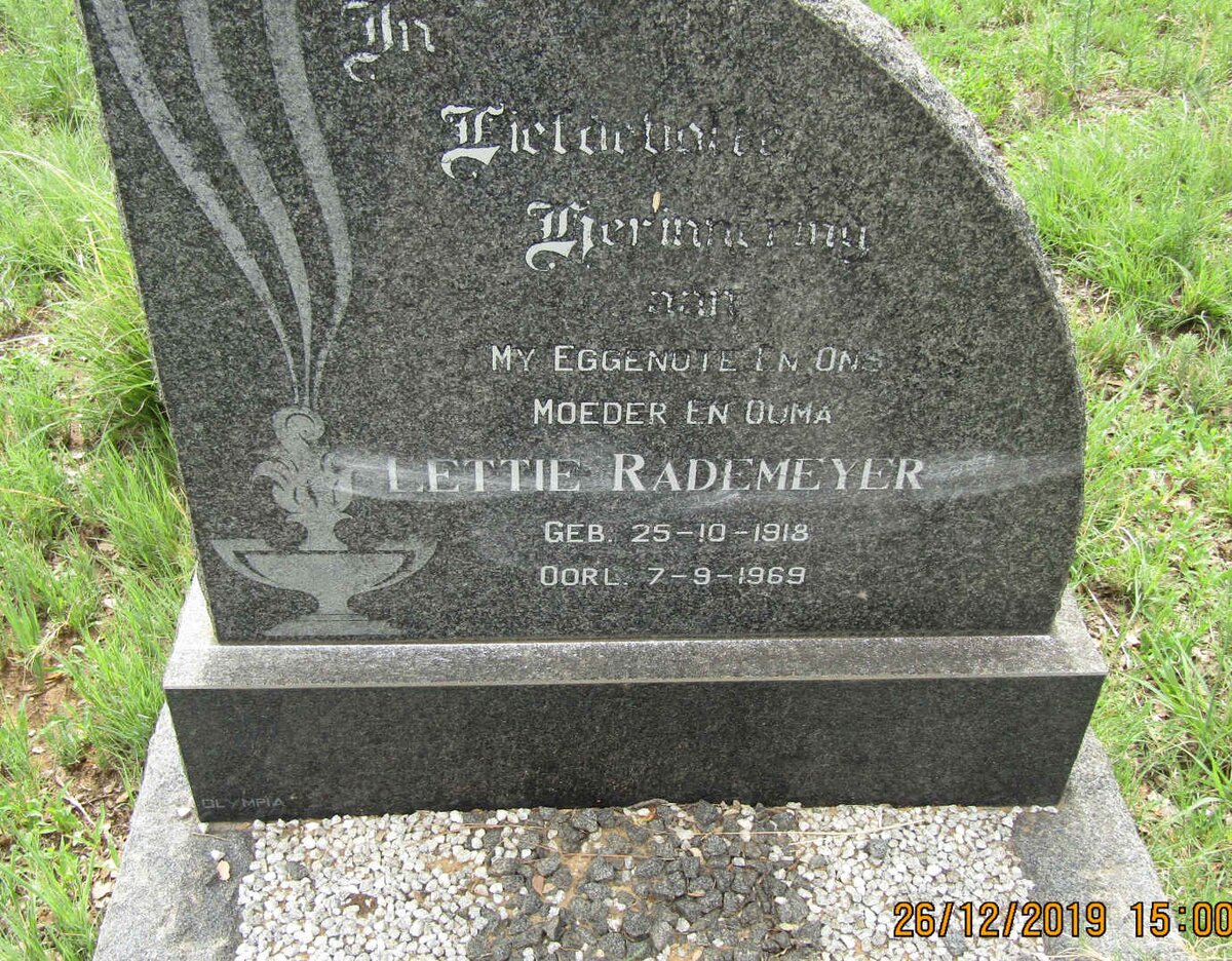 RADEMEYER Lettie 1918-1969