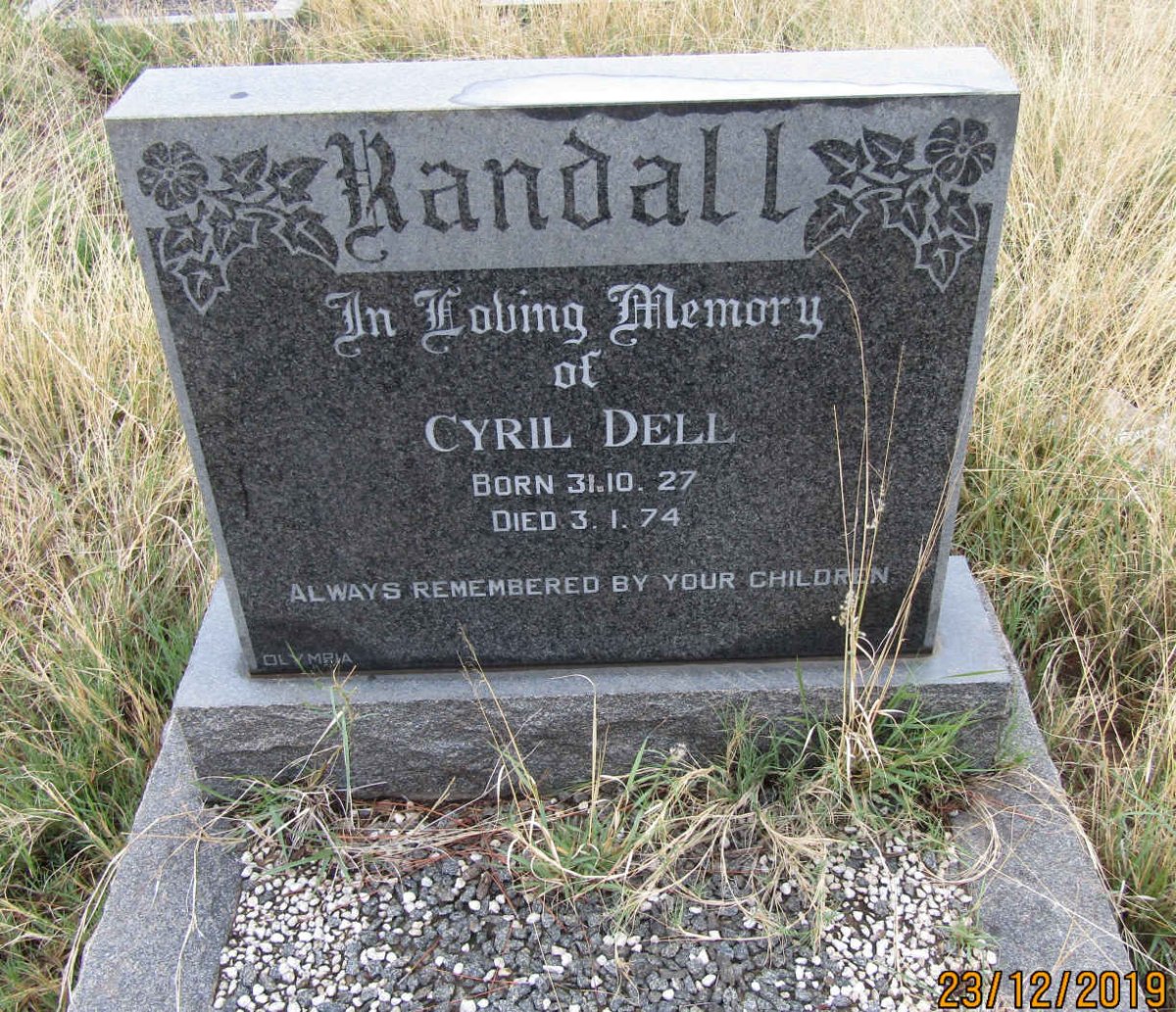 RANDALL Cyril Dell 1927-1974