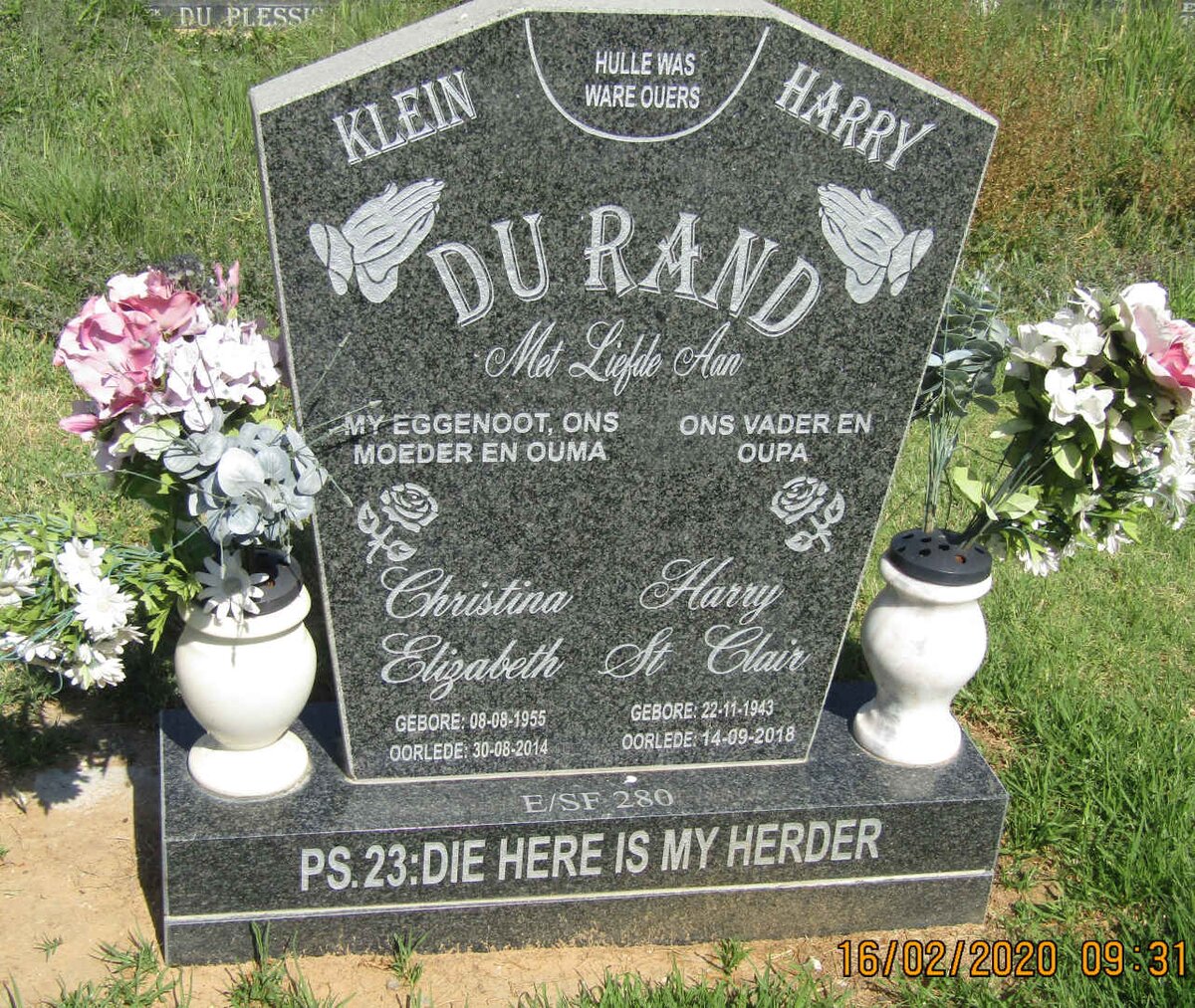 RAND Harry St. Clair, du 1943-2018 &amp; Christina Elizabeth 1955-2014