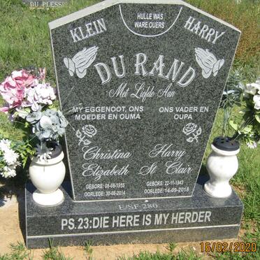 RAND Harry St. Clair, du 1943-2018 &amp; Christina Elizabeth 1955-2014