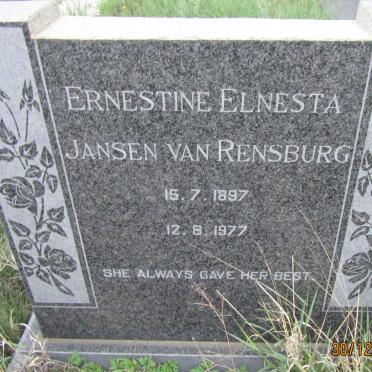 RENSBURG Ernestine Elnesta, Jansen van 1897-1977