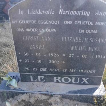 ROUX Christiaan Daniel, le 1926-2002 &amp; Elizabeth Susanna Wilhelmina 1934-