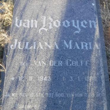 ROOYEN Juliana Maria, van nee VAN DER COLFF 1943-1988
