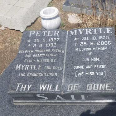 SAIF Peter 1927-1992 &amp; Myrtle 1930-2006