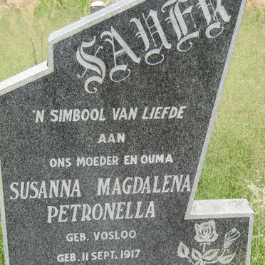 SAUER Susanna Magdalena Petronella nee VOSLOO 1917-1966