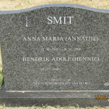 SMIT Hendrik Adolf 1943- &amp; Anna Maria 1943-2008