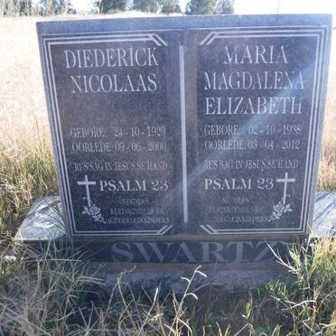 SWARTZ Diederick Nicolaas 1929-2000 &amp; Maria Magdalena Elizabeth 1938-2012