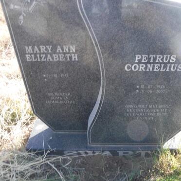 SWART Petrus Cornelius 1946-2002 &amp; Mary Ann Elizabeth 1947-