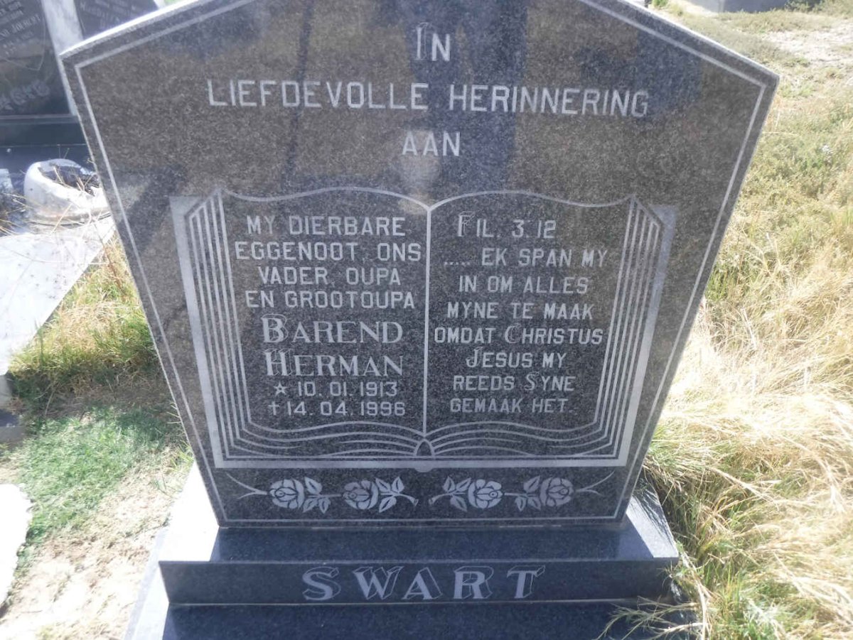 SWART Barend Herman 1913-1996